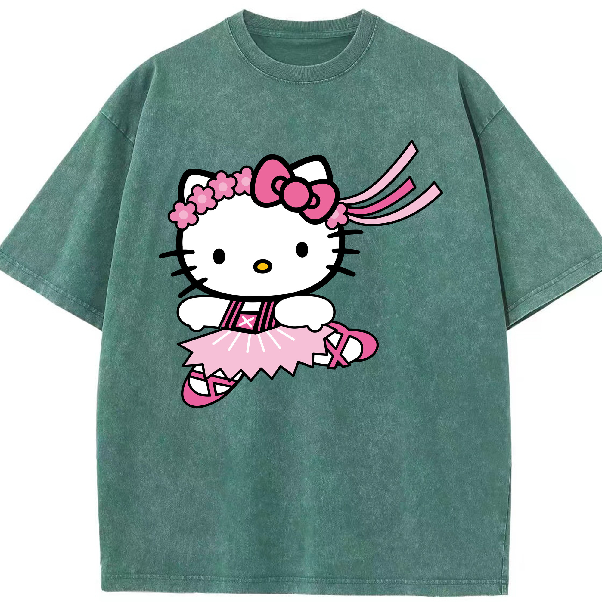 （画像用） Hello Kitty ハローキティ 綿100% ヴィンテージ風 半袖Tシャツ（フロントプリント）